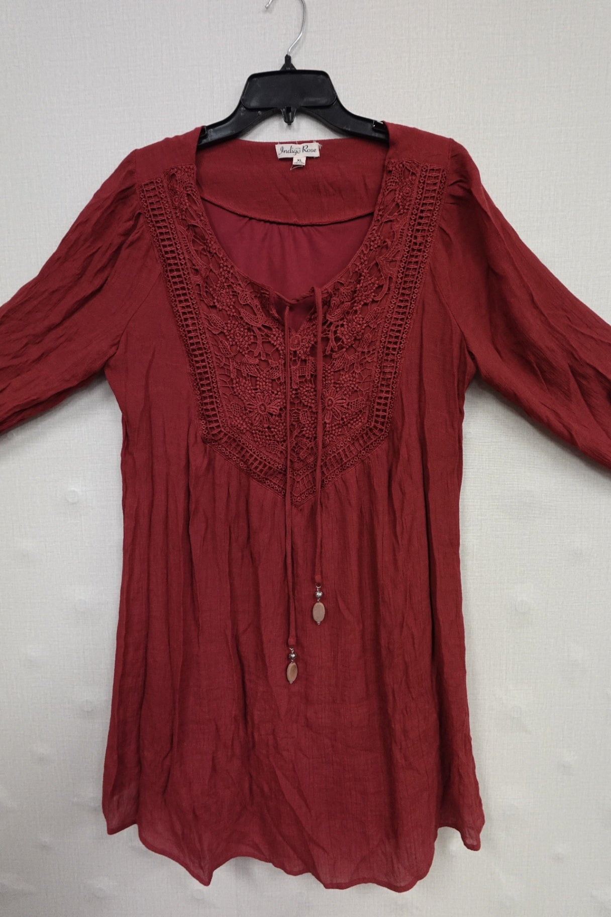 Indigo Rose, 3/4 Sleeve Top, XL