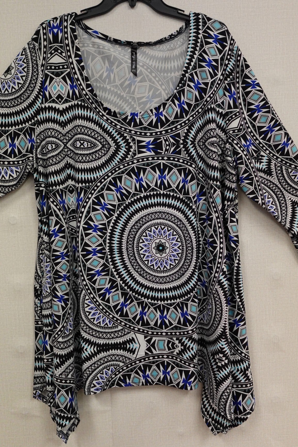 white mark, 3/4 Sleeve Top, 4XL