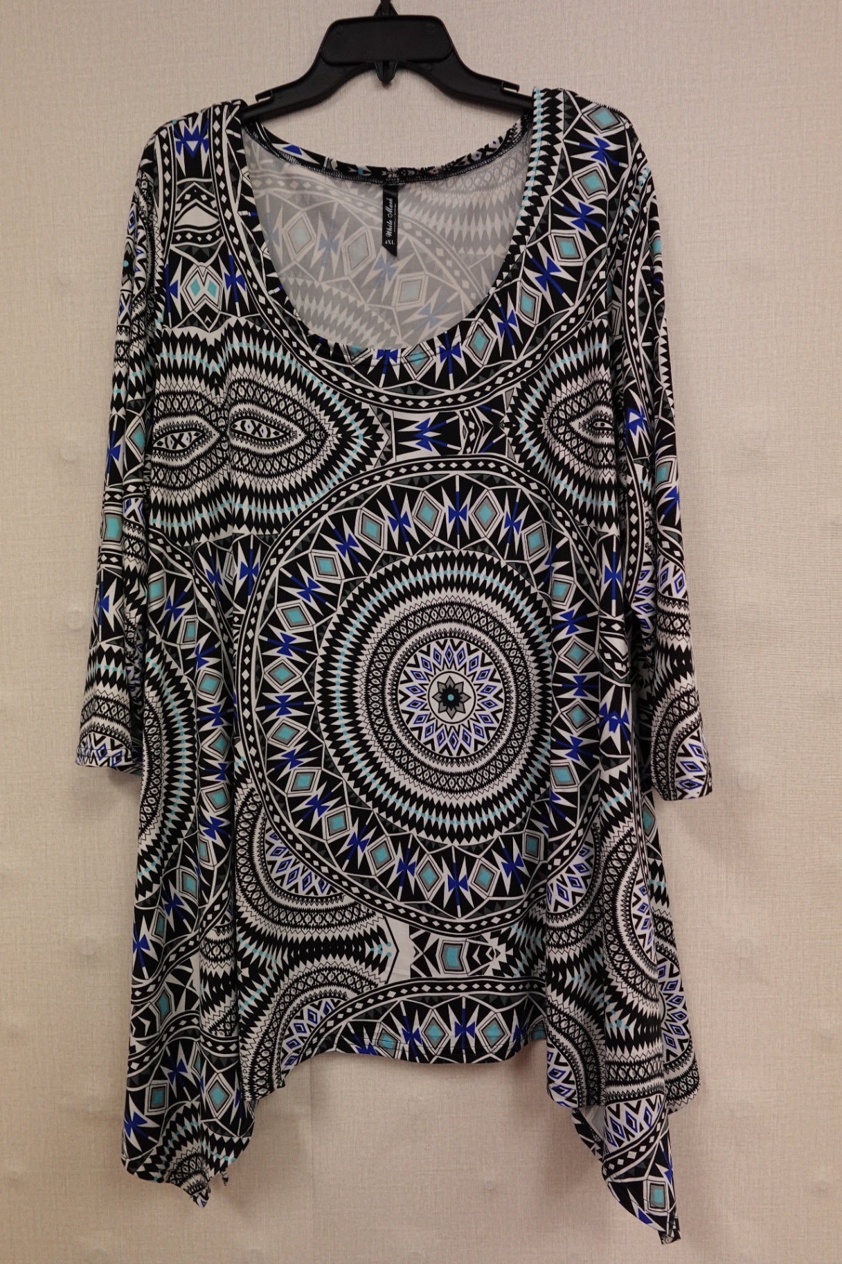white mark, 3/4 Sleeve Top, 4XL