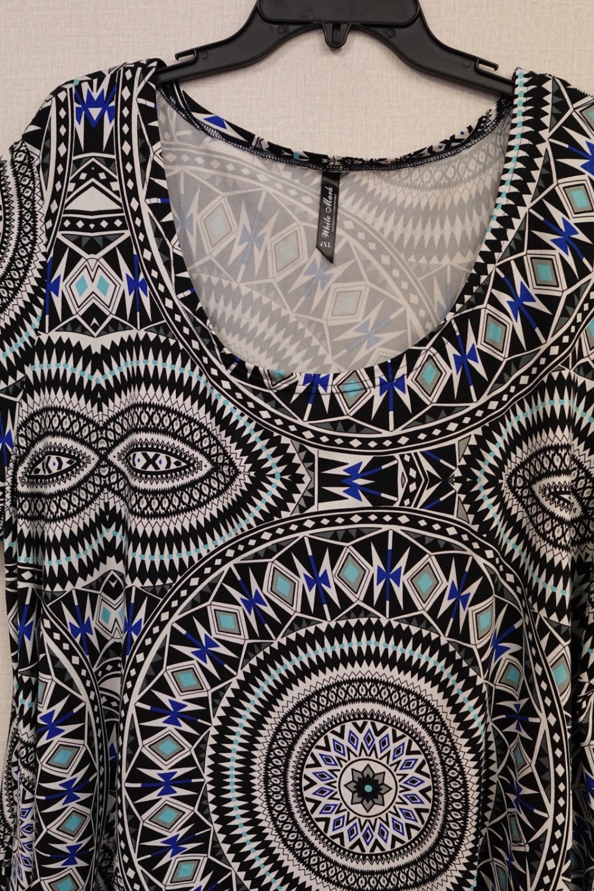 white mark, 3/4 Sleeve Top, 4XL