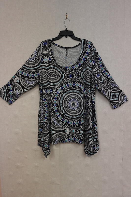 white mark, 3/4 Sleeve Top, 4XL