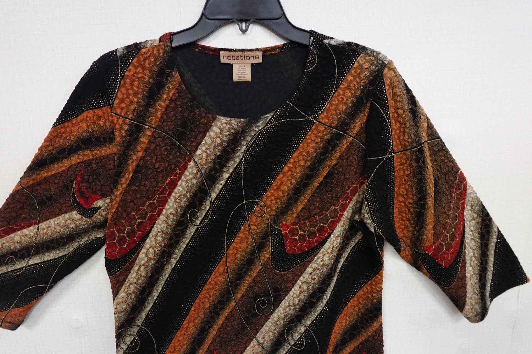 Notations, 3/4 Sleeve Top, XL