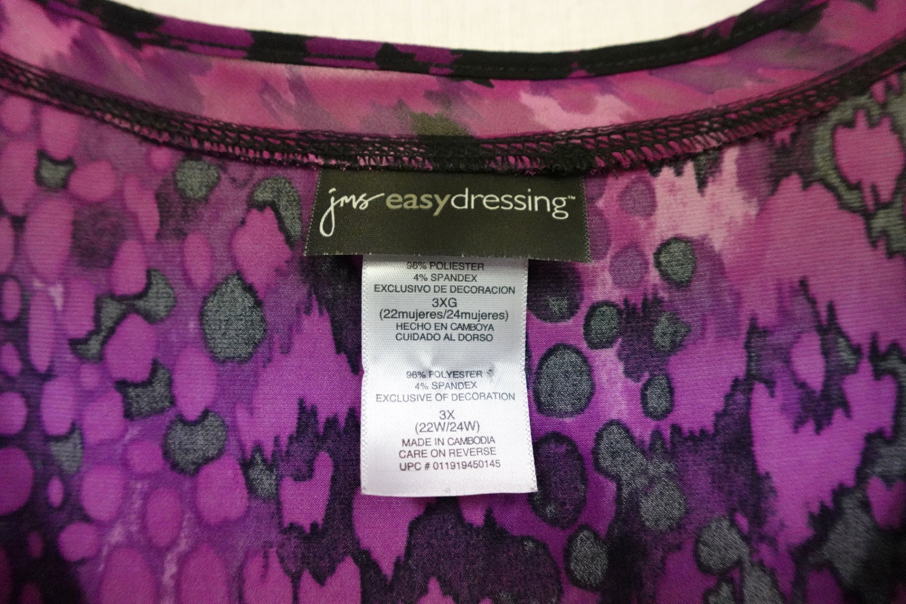 JMS, 3/4 SLEEVE TOP, 3X