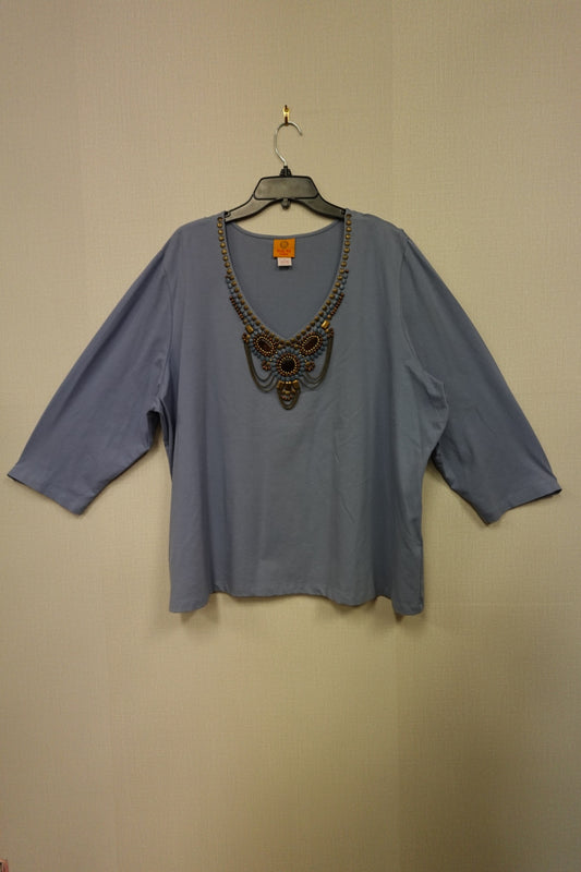 Ruby Rd., 3/4 SLEEVE TOP, 3X
