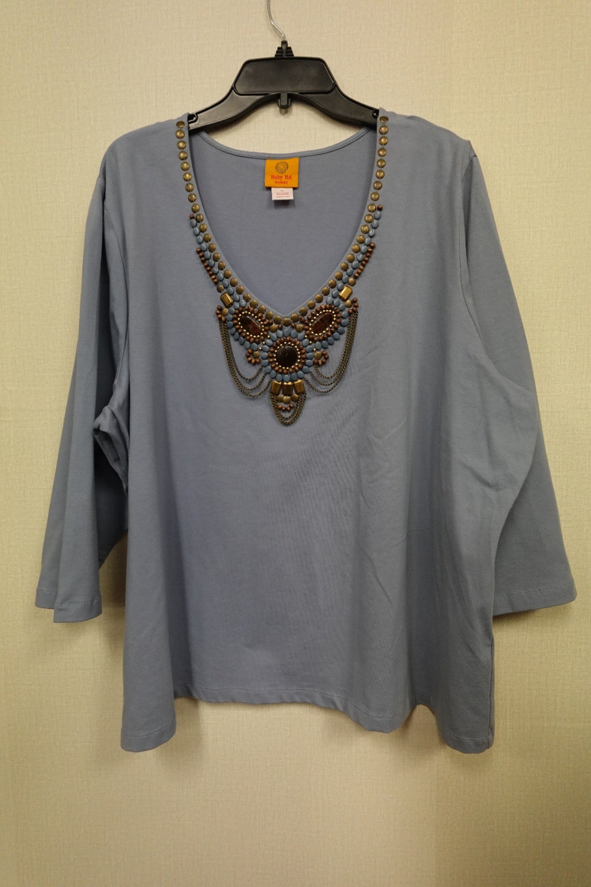 Ruby Rd., 3/4 SLEEVE TOP, 3X