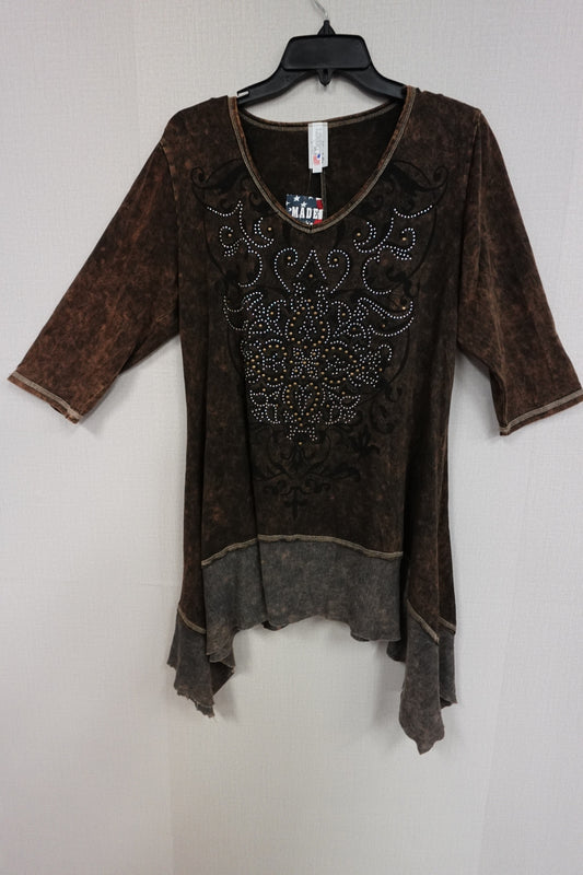Liberty Wear, 3/4 SLEEVE TOP, 2X
