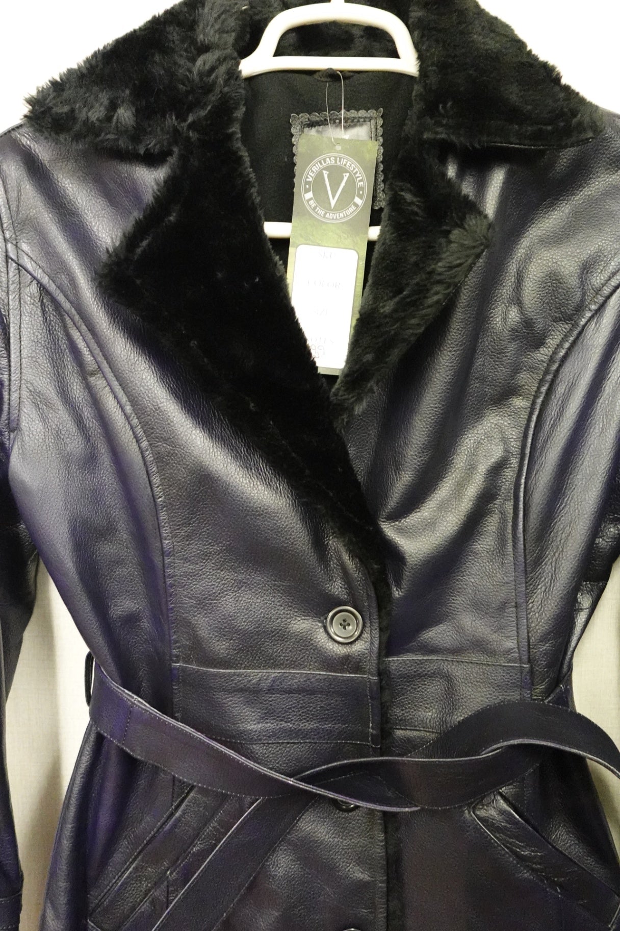 Verillas Lifestyles, NWT- Indigo Blue Leather Jacket, Size 14