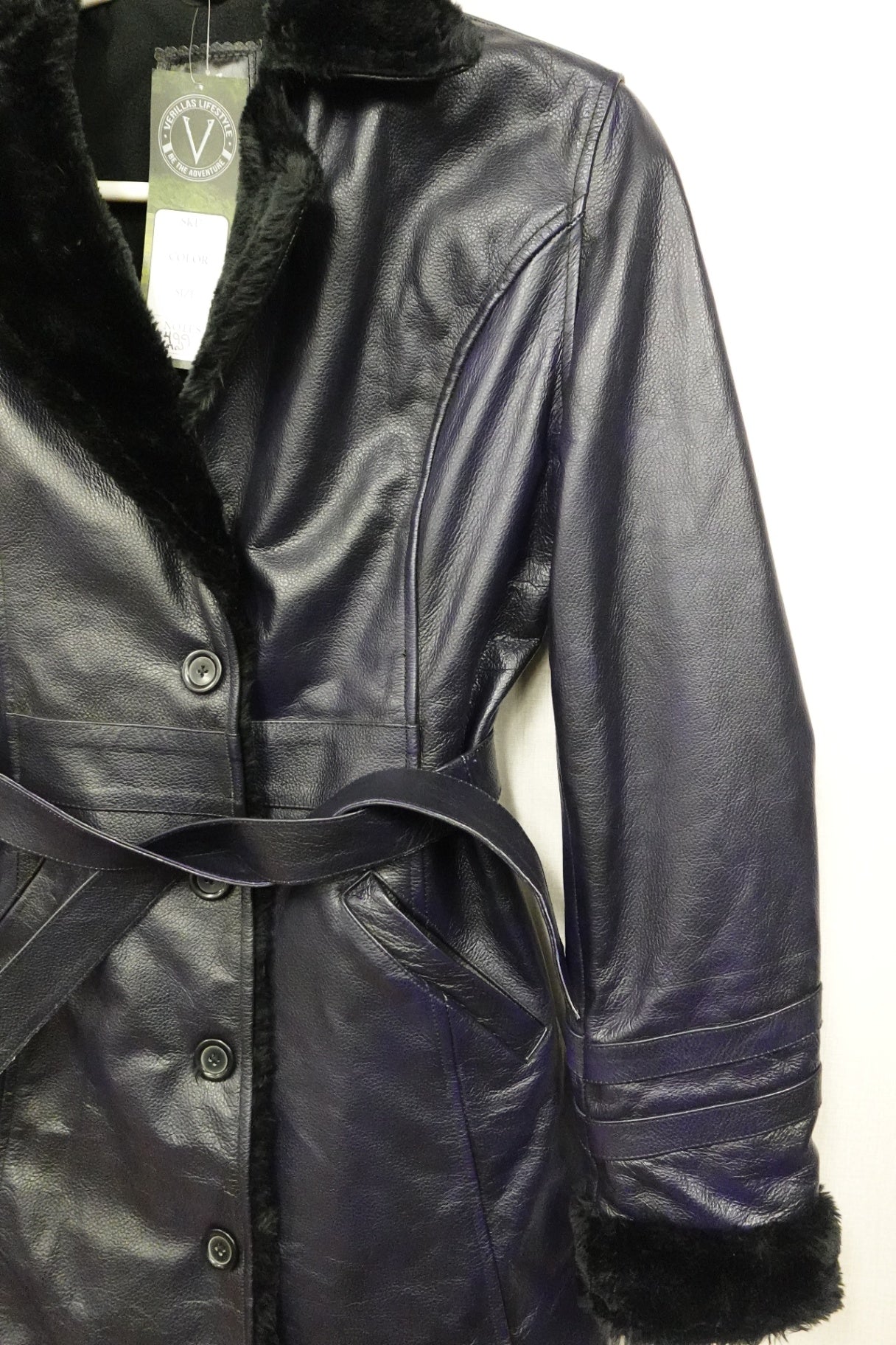 Verillas Lifestyles, NWT- Indigo Blue Leather Jacket, Size 14