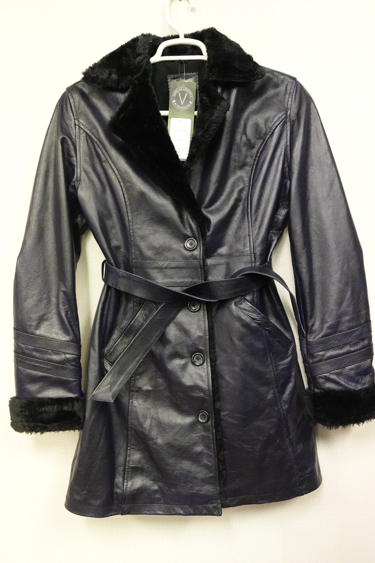 Verillas Lifestyles, NWT- Indigo Blue Leather Jacket, Size 14