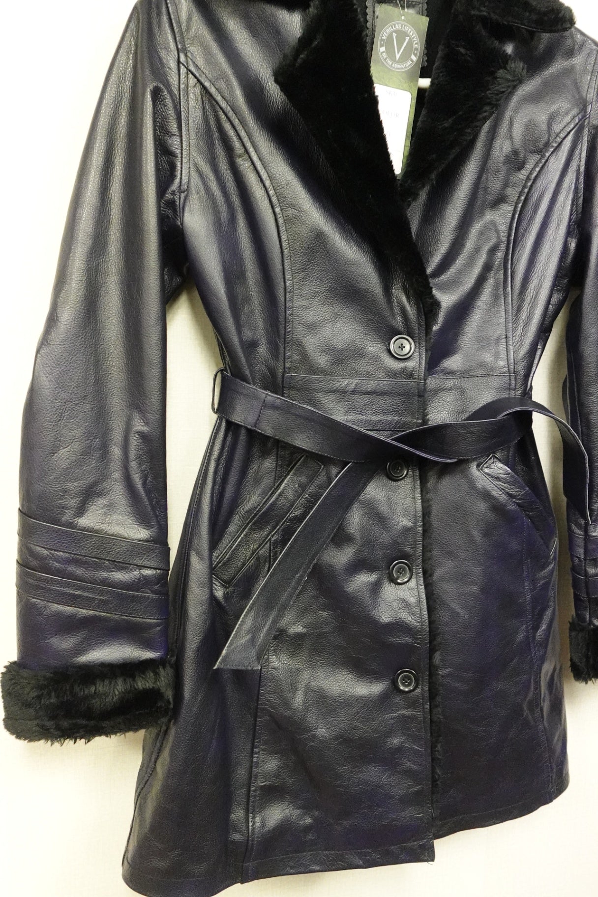 Verillas Lifestyles, NWT- Indigo Blue Leather Jacket, Size 14