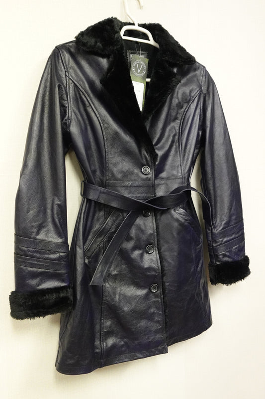 Verillas Lifestyles, NWT- Indigo Blue Leather Jacket, Size 14