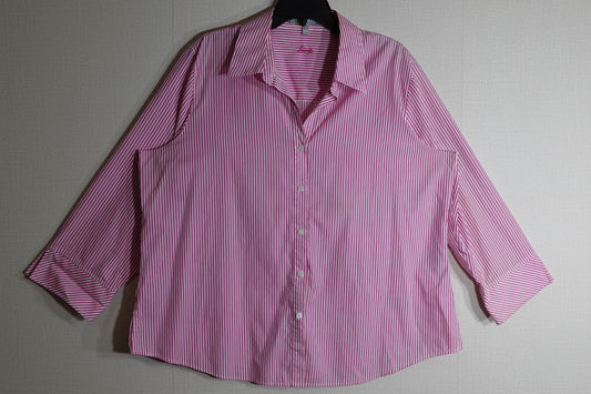 Foxcroft, 3/4 SLEEVE TOP, 18W