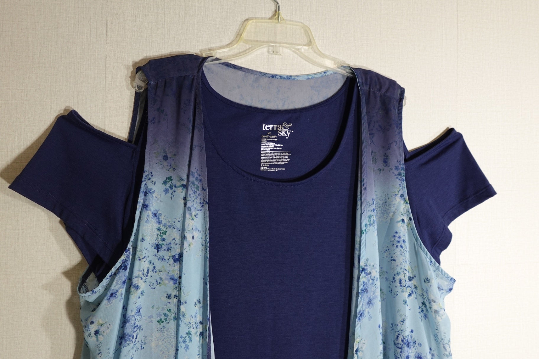 TERRA & SKY, SHORT SLEEVED TOP, 20W-22W