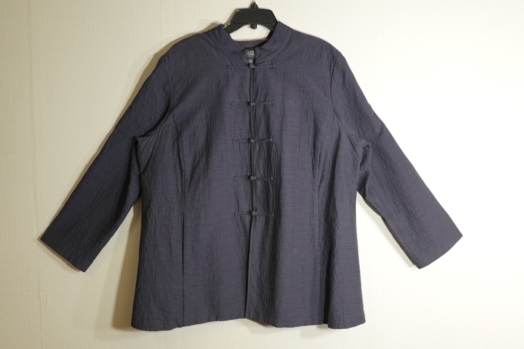 Eileen Fisher Jacket 2X Mandarin Collar Cotton, 2X