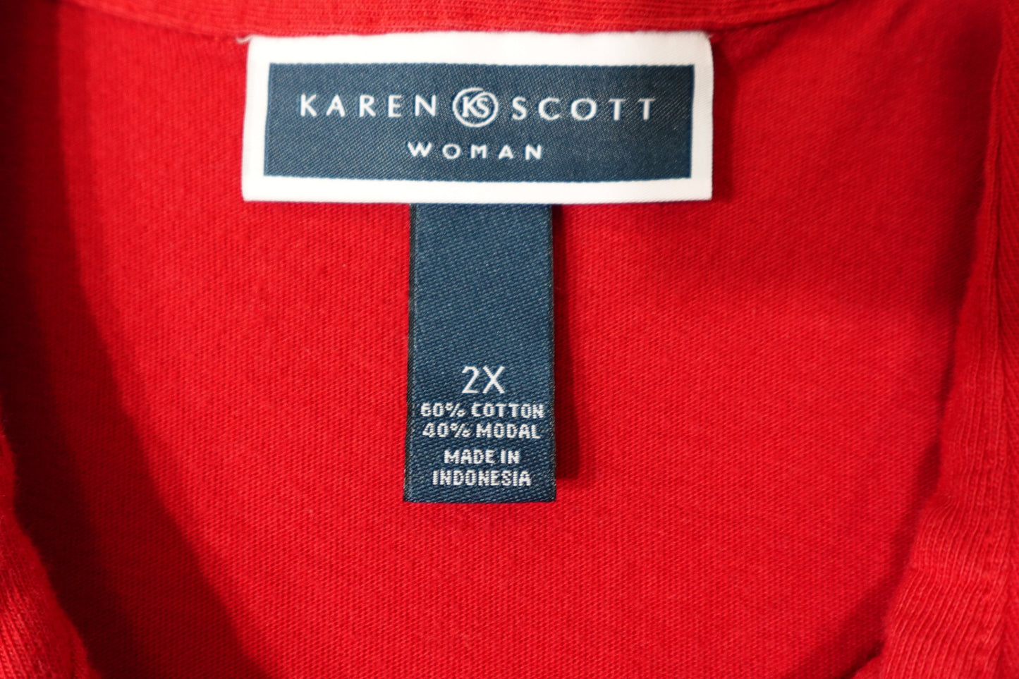 Karen Scott, 3/4 Sleeve Top, 2X