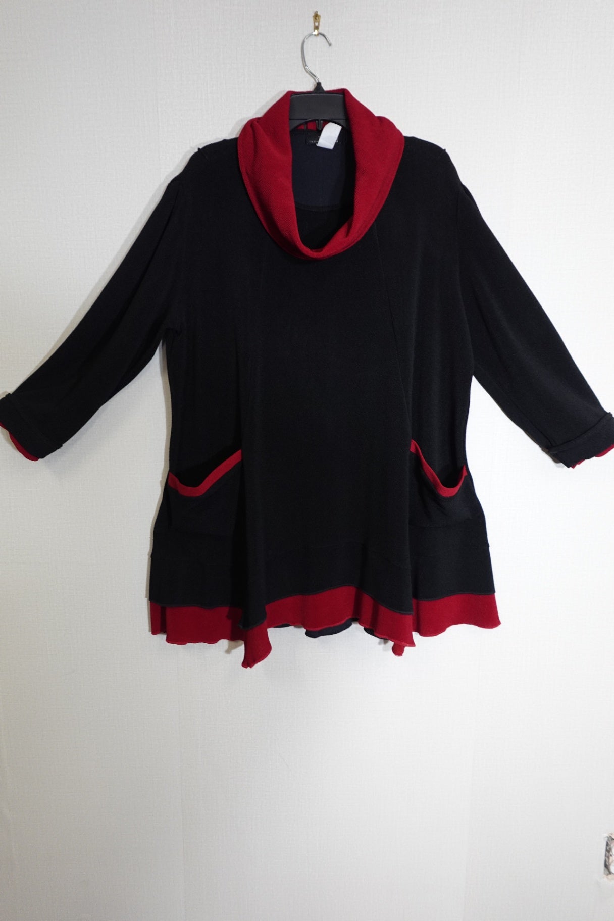 Moonlight Y&S fashion design, 3/4 SLEEVE TOP with detachable cowl, 2X