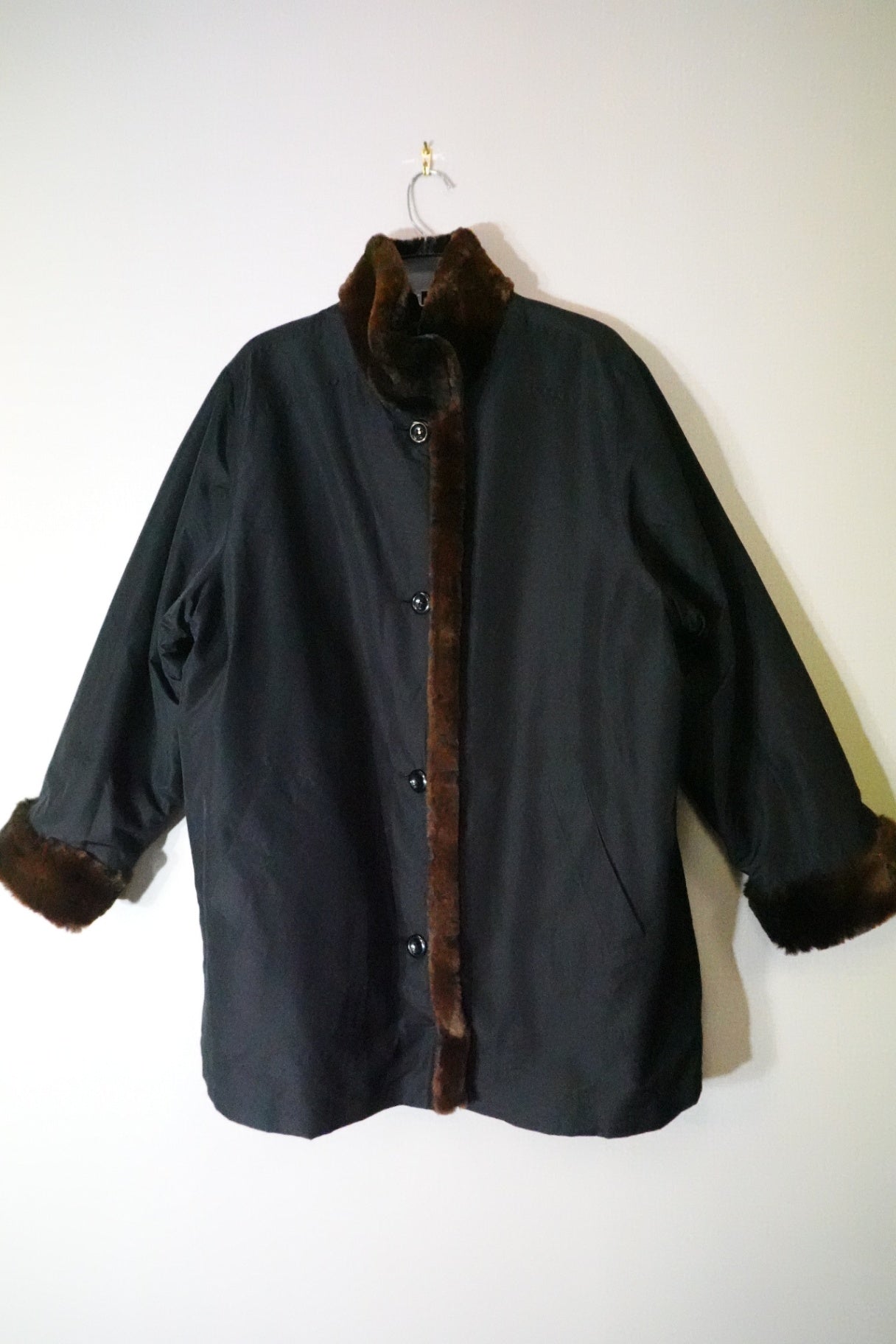 Maggie Barnes, NEW Faux Fur Reversible Coat,