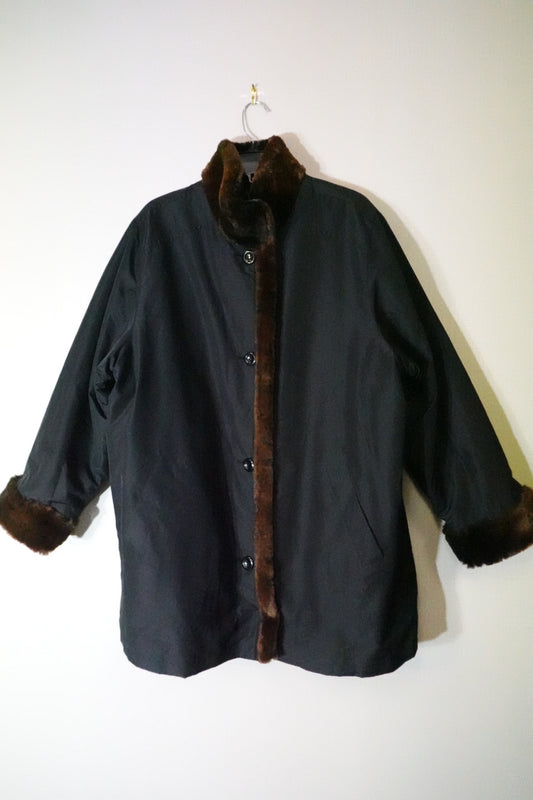 Maggie Barnes, NEW Faux Fur Reversible Coat,