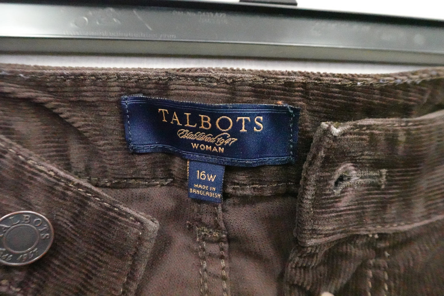 talbots, corduroy jeans, 18