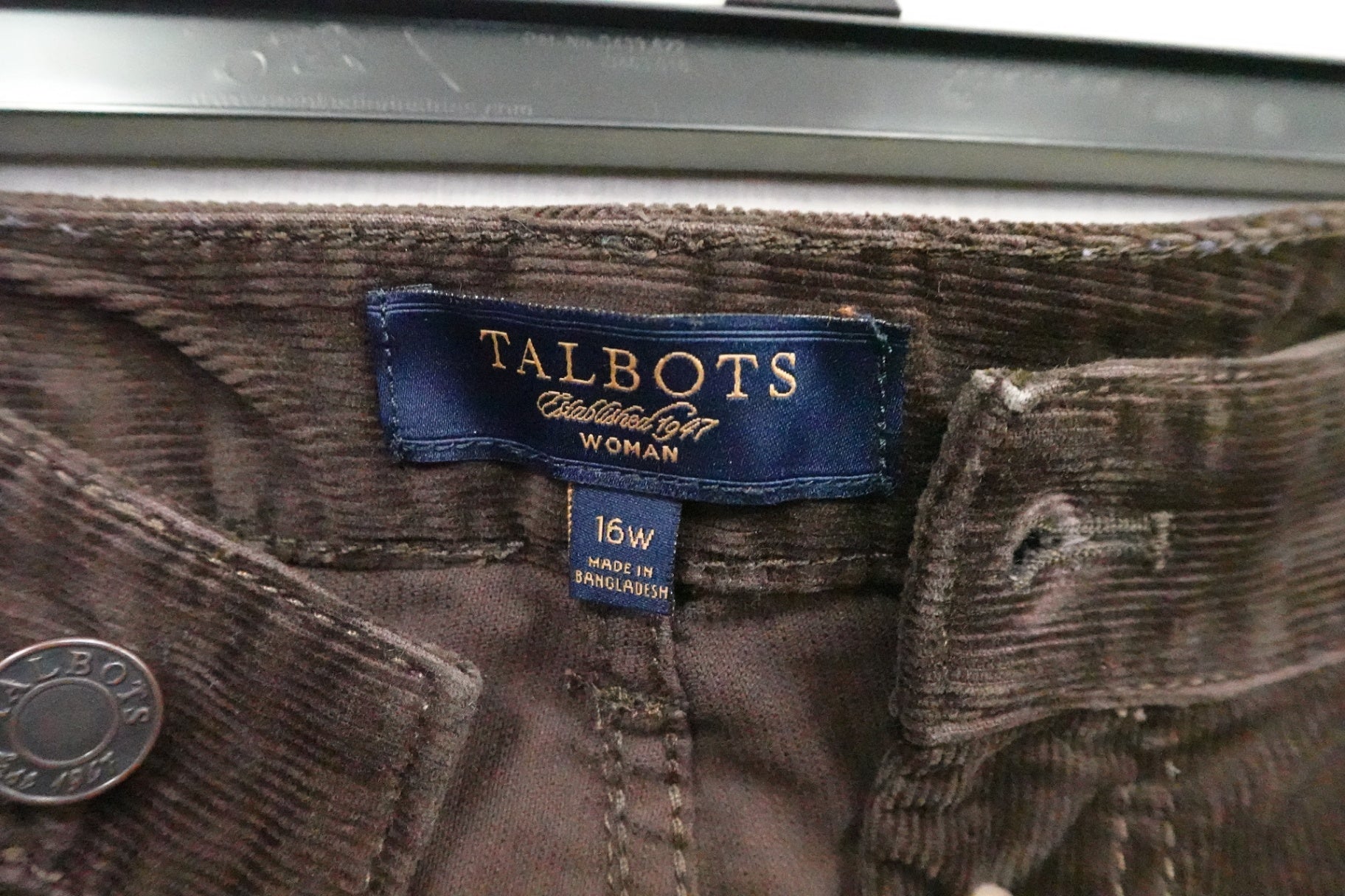 talbots, corduroy jeans, 18