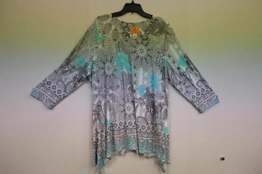 Ruby Rd., 3/4 SLEEVE TOP, 2X