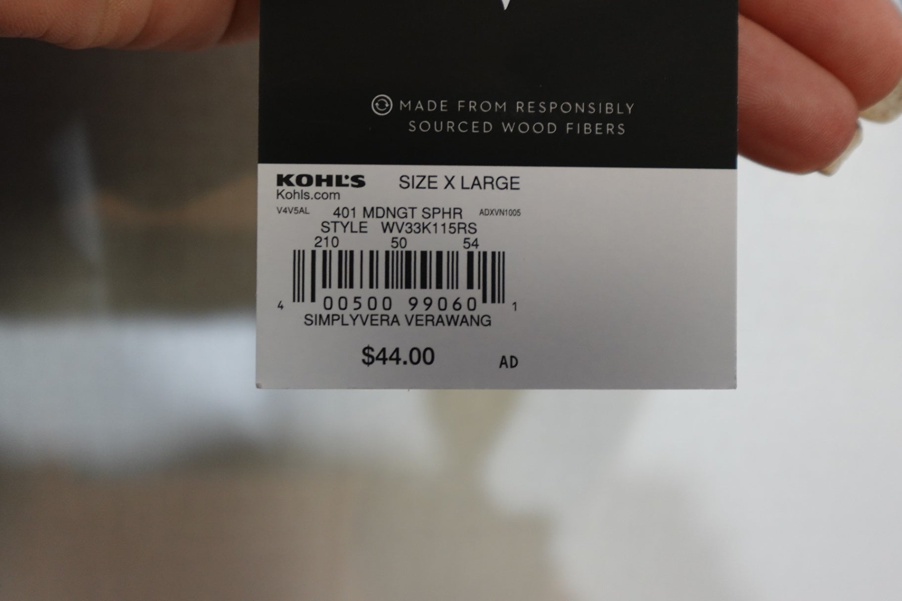 Simply Vera Vera Wang, NEW Long Sleeves Top, XL
