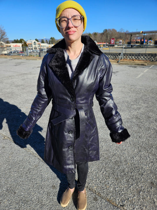 Verillas Lifestyles, NWT- Indigo Blue Leather Jacket, Size 14