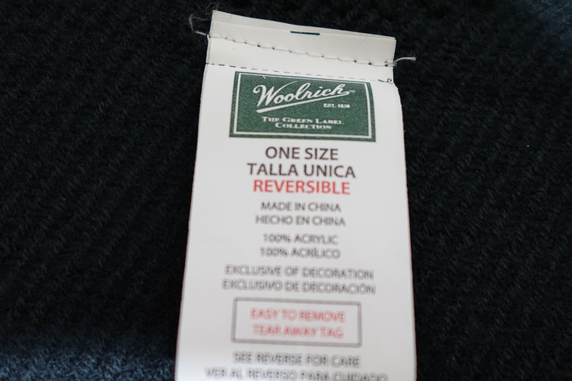 Woolrich, Reversible Flannel Shawl, Size freesize