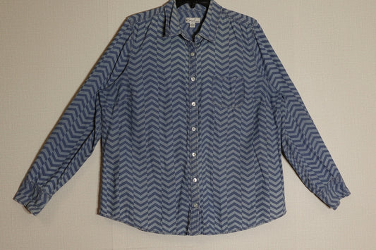 Kim Rogers, Long Sleeve Button Down Top, Size XL