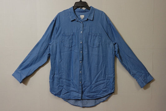 A New Day, Long Sleeve Button Down Top, Size 2X