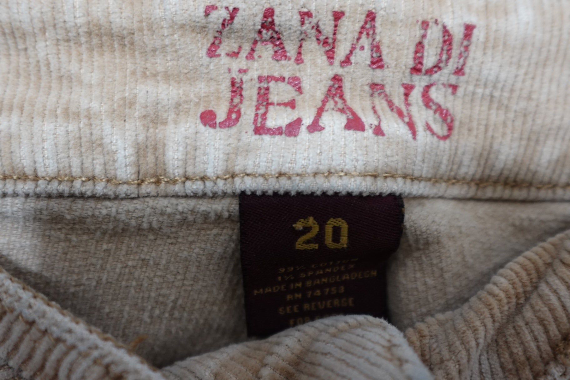Zana di Jeans, Corduroy Jeans, Size 20