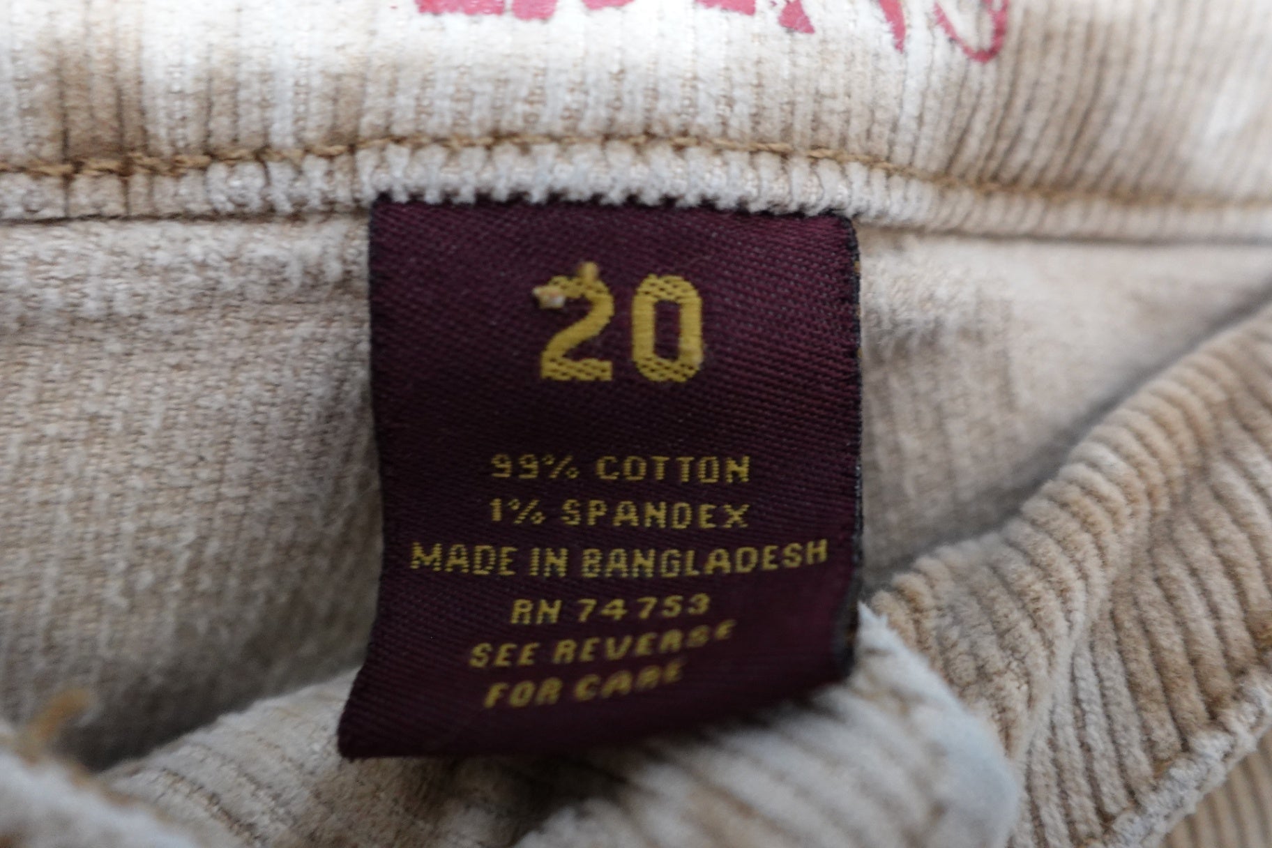 Zana di Jeans, Corduroy Jeans, Size 20