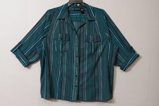 Maggie Barnes, Short sleeve top button down, Size 22/24W