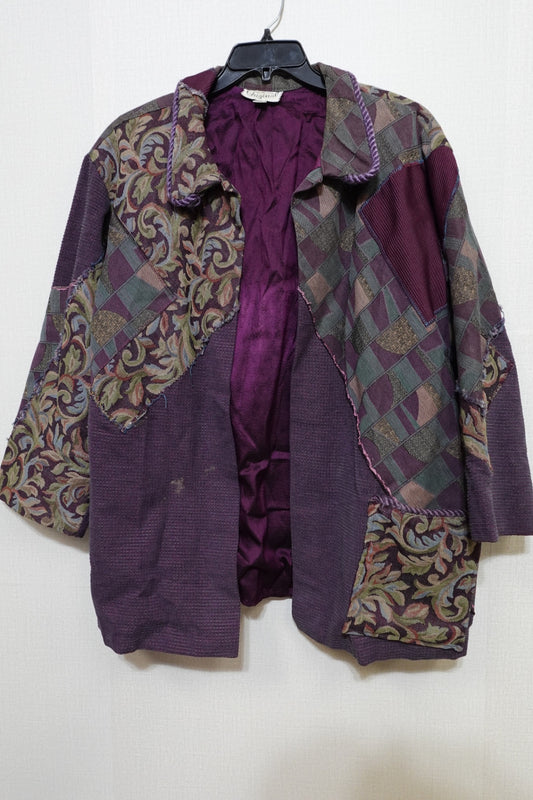 Designs By Sharon, Boho Patchwork Jacket (Damaged Spot On Front Panel), Size Xl