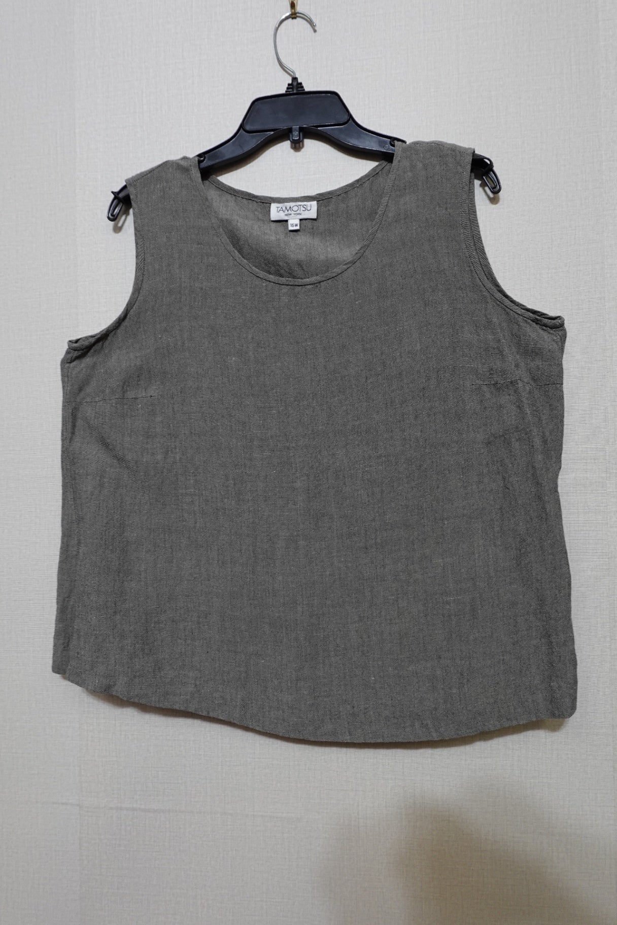 TAMOTSU, Linen Blend Sleeveless Blouse, Size 16W