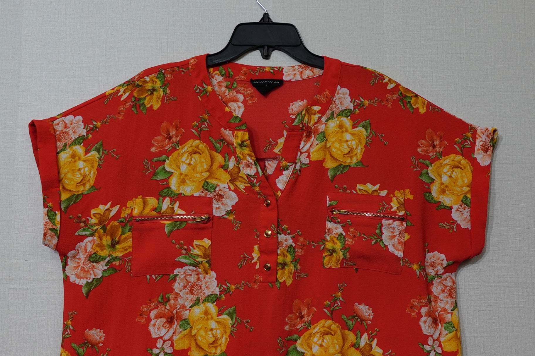 Flower & Feather, Short Sleeved Top, Size XL
