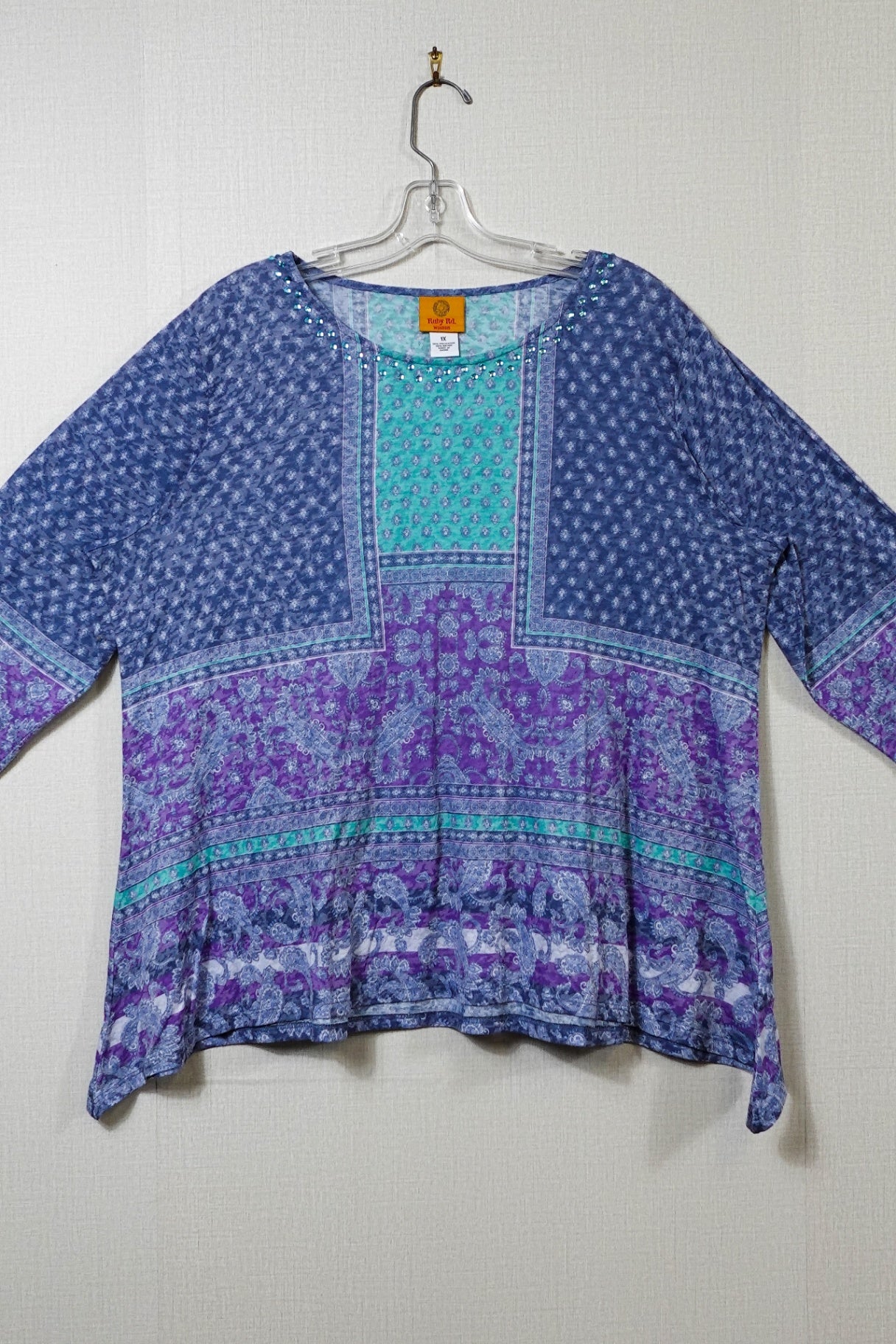 Ruby Rd., 3/4 Sleeve Top, Size 1X (XL/2X)