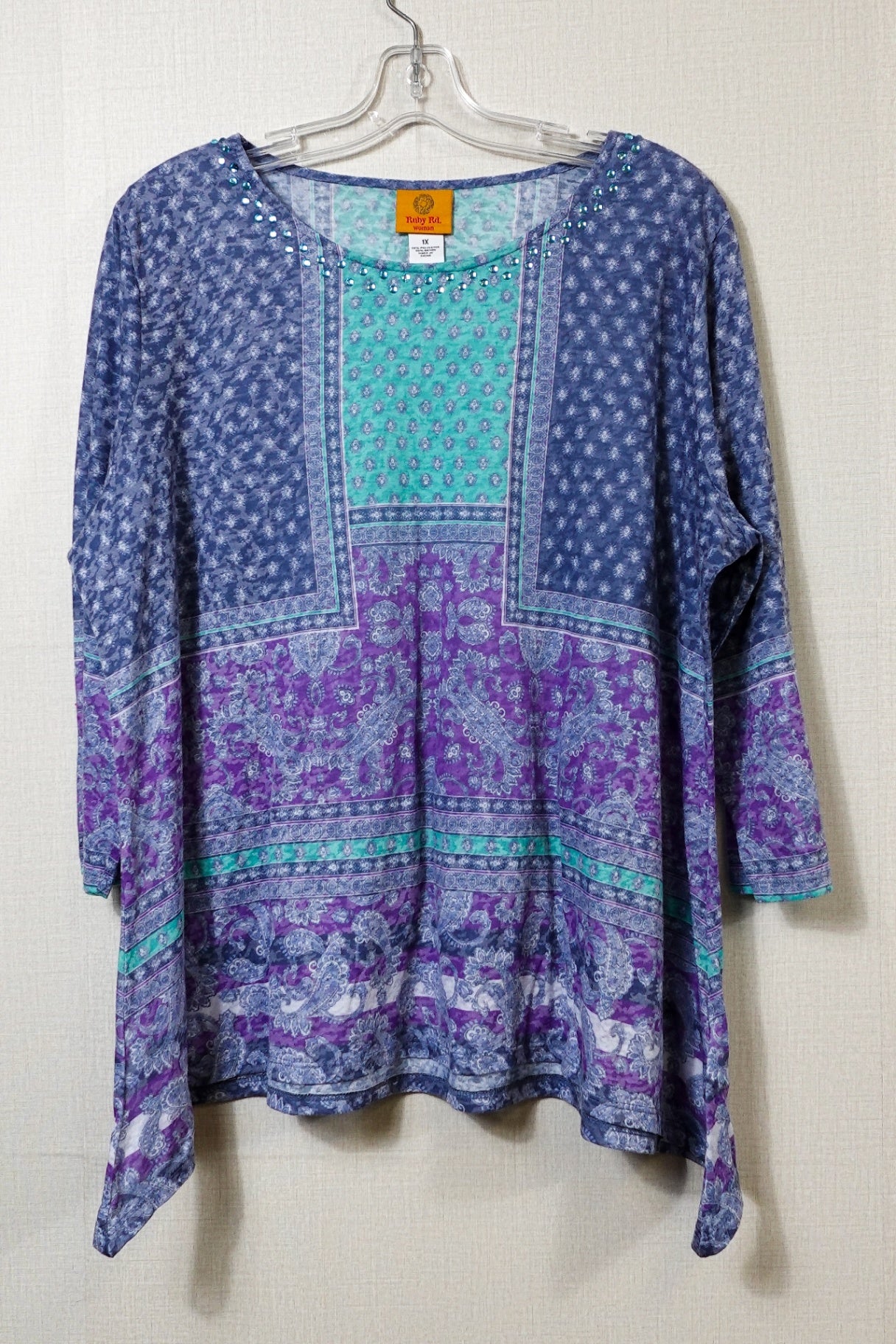 Ruby Rd., 3/4 Sleeve Top, Size 1X (XL/2X)