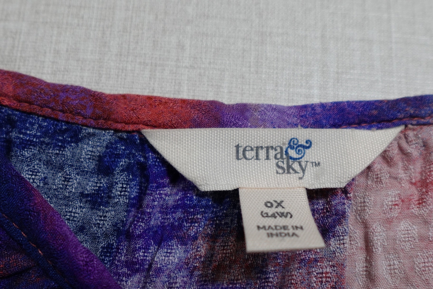 Terra & Sky, 3/4 SLEEVE TOP, Size 14W