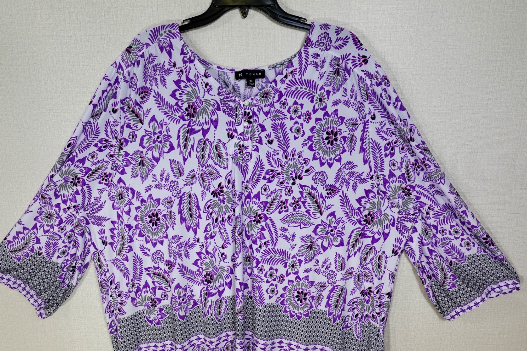 N Touch, 3/4 Sleeves Top, 3X