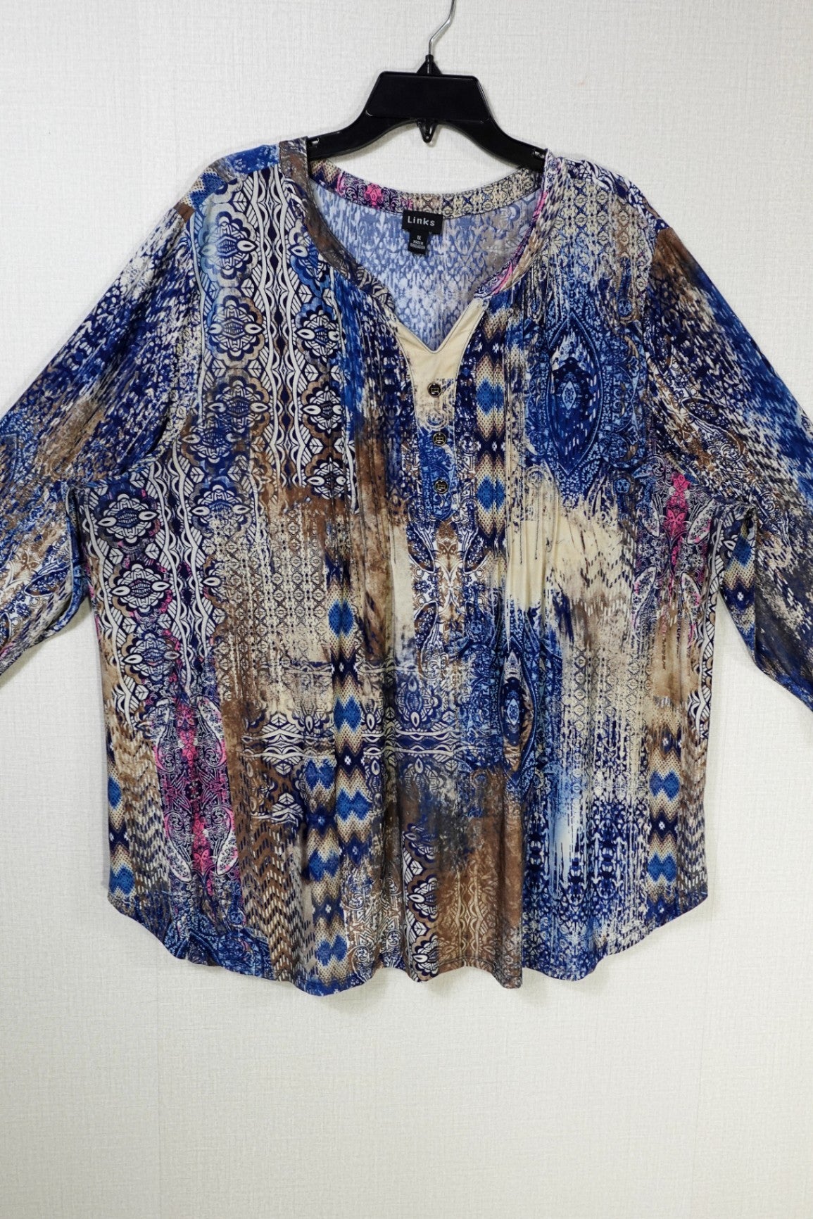 Links, Long Sleeve Top, 2X (1X)