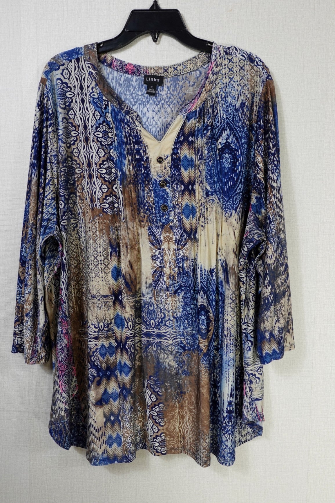 Links, Long Sleeve Top, 2X (1X)