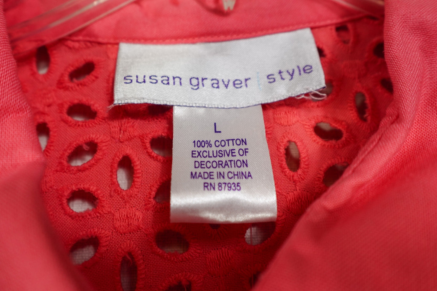 Susan Graver Style, Long Sleeves Top- Button Down, L