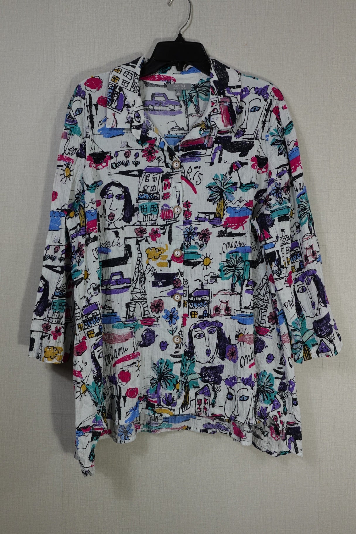habitat, 3/4 Sleeve Top button down, XL
