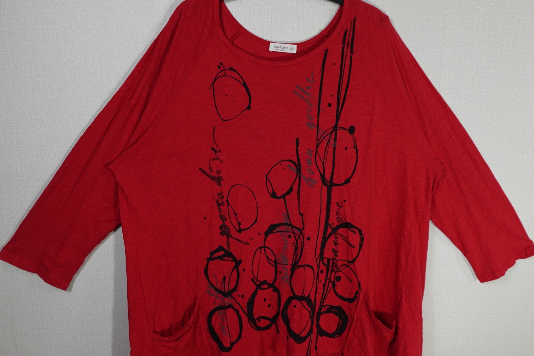 Jess & Jane, 3/4 Sleeves Top Tunic, 2X
