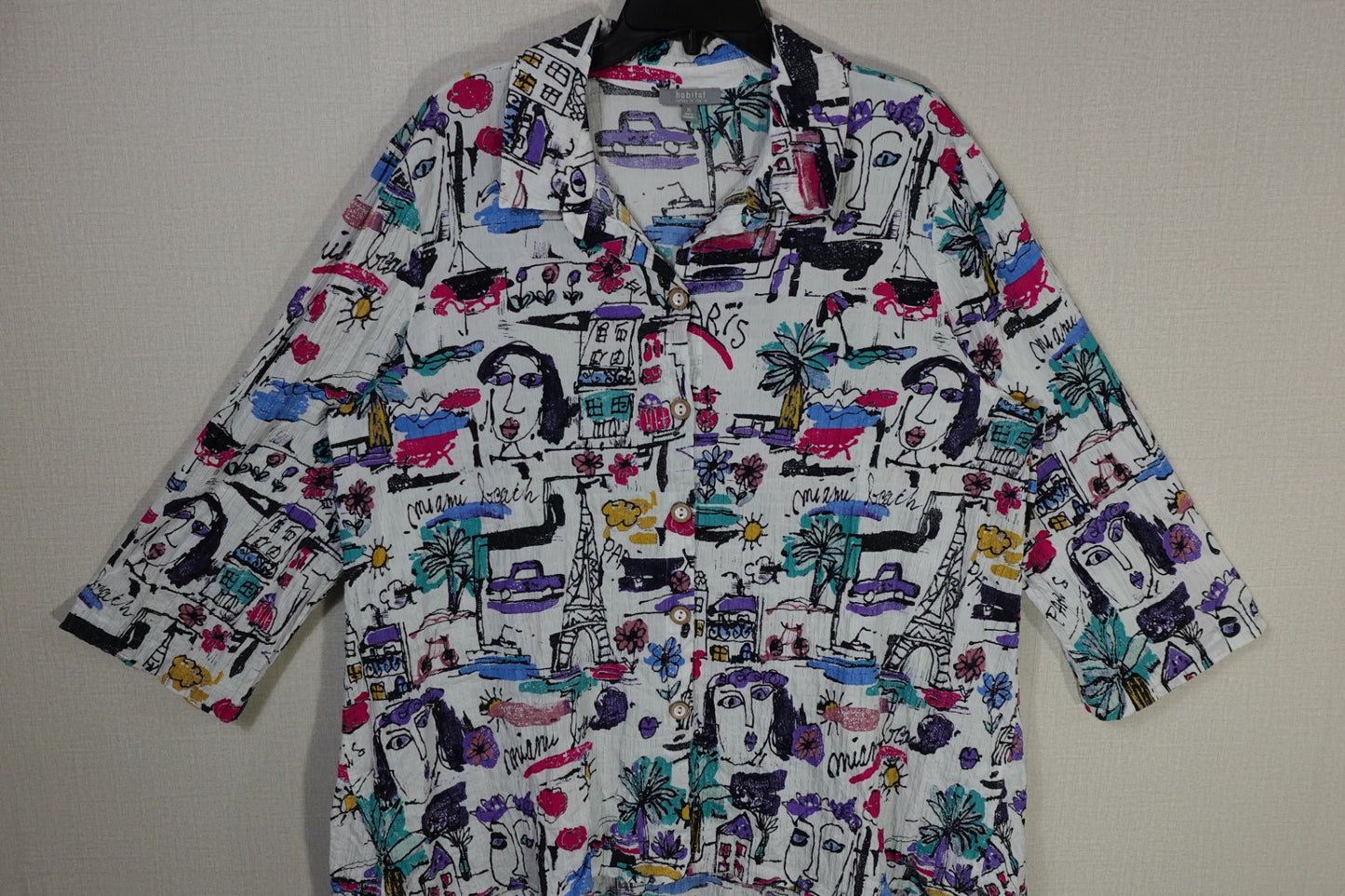 habitat, 3/4 Sleeve Top button down, XL