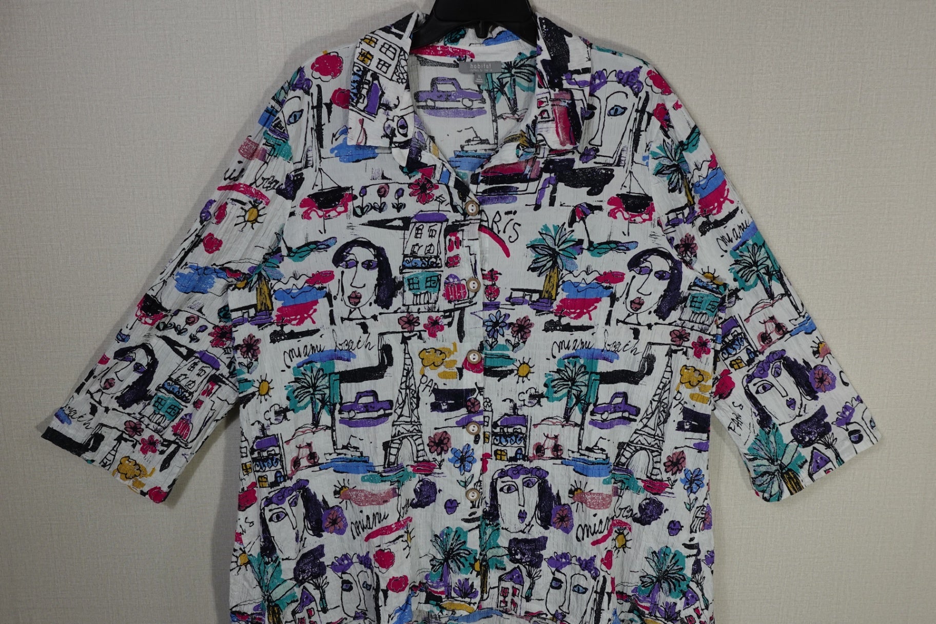 habitat, 3/4 Sleeve Top button down, XL