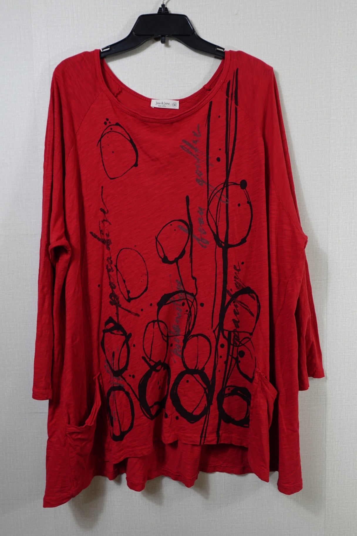 Jess & Jane, 3/4 Sleeves Top Tunic, 2X