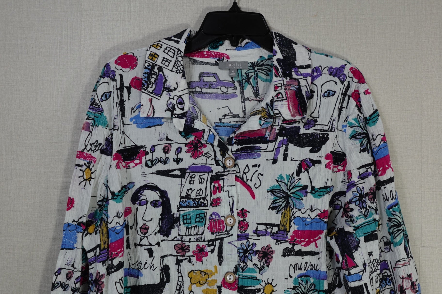 habitat, 3/4 Sleeve Top button down, XL