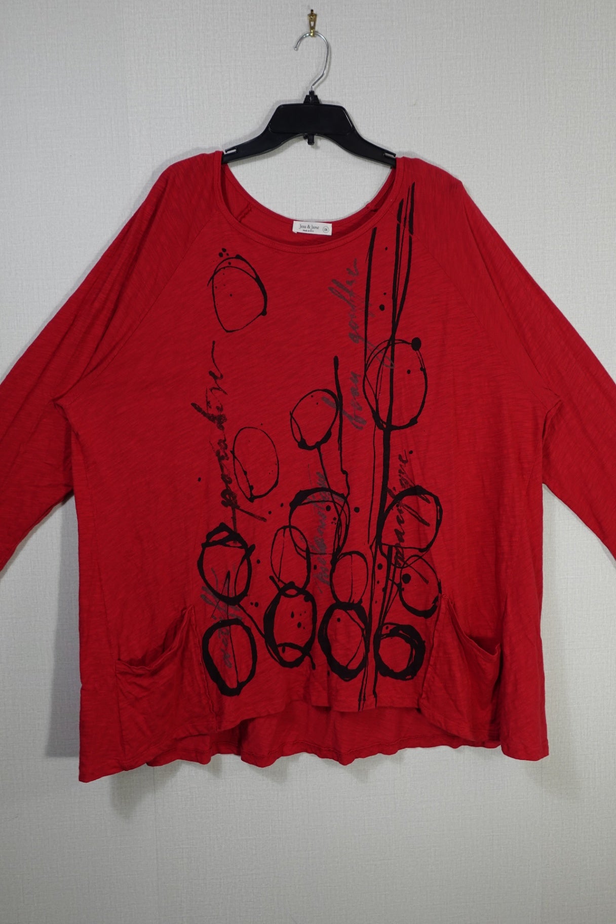 Jess & Jane, 3/4 Sleeves Top Tunic, 2X